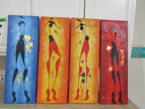 lot 20 image: qty 4 painted canvas all 3512