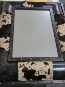 lot 19 image: Cow Hide FRAME Wall mirror  3830