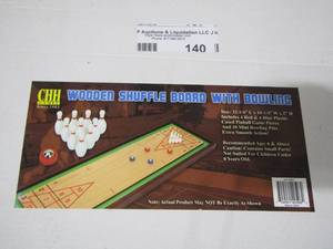 lot 140 image: wooden shuffle board game in original box
