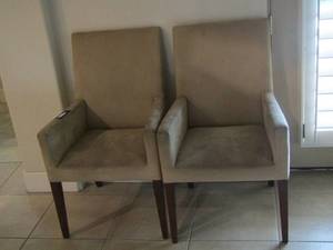 lot 155 image: 2 high back chairs fabric double arms very nice
