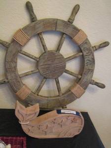 lot 170 image: Wooden Whale- Wooden SHIPS Wheel