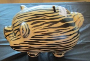 lot 178 image: Piggy bank with strips OR   cool decorative piece