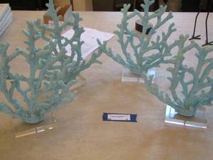 lot 9 image: 4 pieces of coral art on stands beautiful home dcor