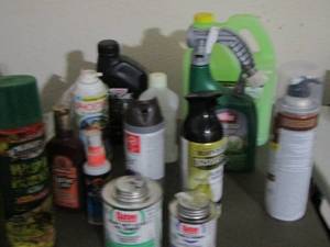 lot 195 image: used lot of chemicals, paints  plus