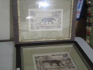 lot 197 image: 2 tiger art pieces framed 1924
