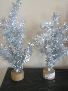 lot 205 image: SILVER Garland trees   about 10-12 tall   qty 2