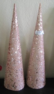 lot 24 image: PINK GLITTER CONE HOLIDAY DECORATION