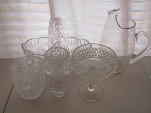 lot 32 image: bubble glass vase and bowl- pitcher plus
