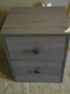lot 134 image: 2 drawer night stand grey in color size unknown