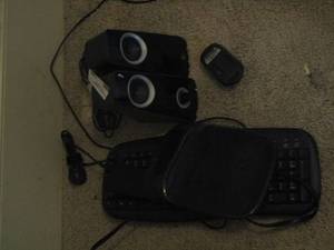 lot 144 image: keyboard and computer speakers
