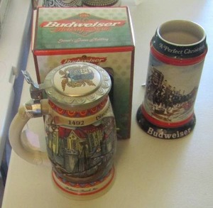 lot 57 image: Budweiser Steins  lot qty 3