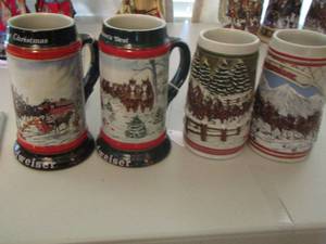 lot 77 image: qty 4 Budweiser steins