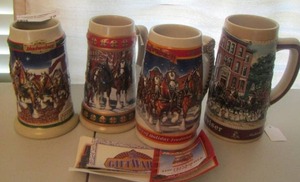 lot 78 image: Budweiser HOLIDAY STEINS   QTY 4