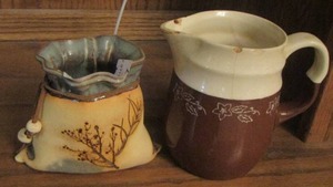 lot 7 image: Pottery, cant read bottom its pictured  & SMALL CERAMIC PITCHER