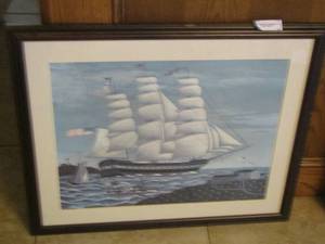 lot 9 image: Sailboat framed art