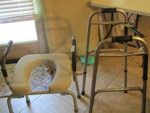 lot 11 image: toilet seat lift- foldable walker