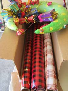 lot 205 image: wreath- used rolls of wrapping paper