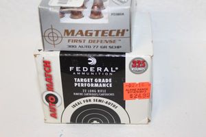 lot 18 image: Ammunition 2 Boxes, 1 box 380 Special Magtech 20box and 1 box of  Federal Ammunition 22 long Riffle, 325box