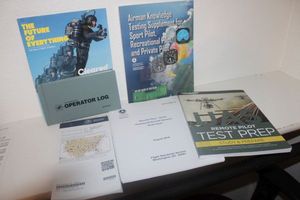 lot 32 image: Remote Pilot Test Prep Material and books