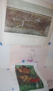 lot 34 image: The City of Washington DC Birds eye view Poster, Dance mates  Kinney Shoe Corporation 1985 Poster and Printed from a Lithograph by A Artist Who painted for the queen