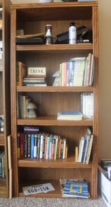 lot 47 image: Tall Wooden Bookcase Contents not Included 31x12x70