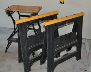 lot 274 image: Black and Decker Adjustable Work Table and Pair Of Saw Horses