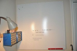 lot 315 image: Peg Board and Peg Board Hooks as shown in Photos, Approx. 3x3