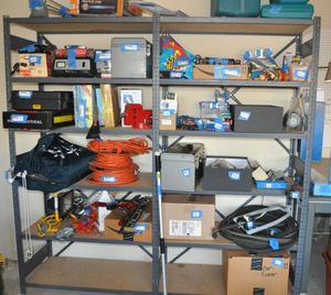 lot 326 image: Metal Framed shelf Unit  74x16x72 -- CONTENTS NOT INCLUDED