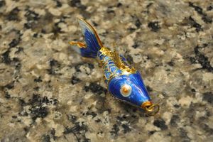 lot 145 image: Vintage Blue Koi Fish Christmas Ornament Cloisonne Enamel