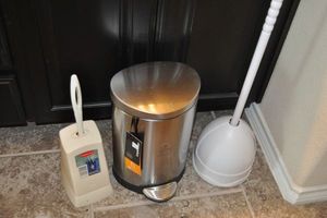 lot 157 image: Small Waste Can, Toilet Brush and Plunger