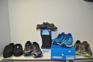 lot 158 image: Mens Running Shoes, Crocs Flip Flops, and House Shoes, See Photos for sizes