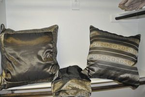 lot 181 image: Matching Bed Ruffle and Throw Pillows