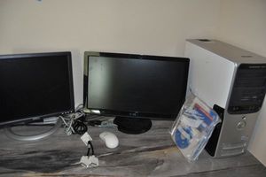 lot 199 image: Two Dell Monitors, Dell Computer Tower(no Hard Drive), and more