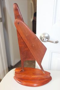 lot 349 image: Vintage Mid-Century Wooden Sailboat, Possibly Teakwood