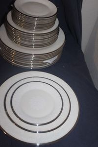lot 244 image: Ten Each, Dinner Plates, LuncheonSalad Plates and Bread & Butter Plates 30 Total Plates  Lenox Moon Spun