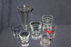 lot 249 image: Antique Glass Measure and Variety of Shot Glasses