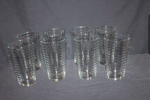 lot 250 image: Set of Eight Libby Clear lined Drinking Glasses