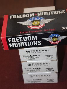 lot 371 image: Four Boxes of 9mm 50roundsper Box 3 boxes are 115 grain, 1 box is 147 grain