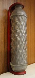 lot 9 image: Vintage Dri-Gas Faceted Glass Fire Extinguisher w Mounting Bracket
