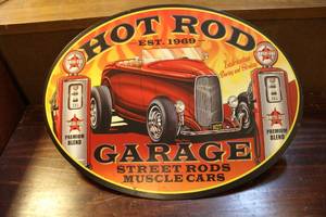 lot 12 image: Heavy metal hot rod sign est 1969 Garage Street rods muscle cars