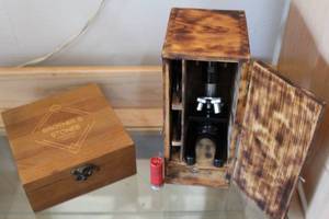 lot 90 image: Vintage Coc Microscope  And Accessories  Made In Japan 100x 200x 300x and wood brothers stones box