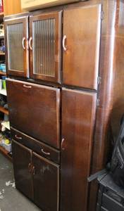 lot 130 image: vintage farmhouse kitchen with fold down workspace