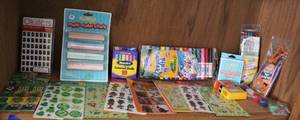 lot 152 image: Stickers markers chalk and more see photo