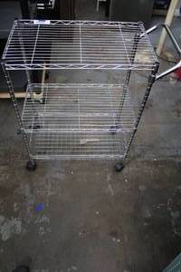 lot 166 image: Metal rolling cart with adjustable shelves