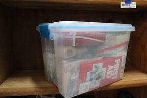 lot 197 image: tote full of band-aids and bandages and like items try to show most of what was in the tote in pics