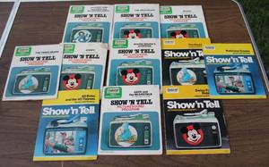 lot 222 image: SHOWN TELL PICTURESOUND PROGRAM RECORD LOT GE 1960S DISNEY CARTOON FAIRY TALE most has he film card