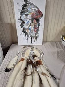 lot 284 image: Canvas Indian Picture, Dream Catcher