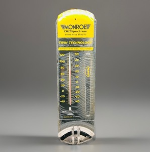 lot 26 image: New Monroe Shocks Wall-Hanging Metal Thermometer