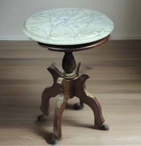 lot 40 image: Vintage Victorian Pedestal Table W Marble Top