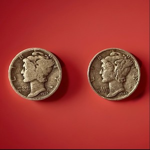 lot 50 image: 1935 &amp 1943 Silver Mercury Dimes